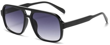 WDZAYXC Retro Sonnenbrille für Damen Herren,Trendy Retro Sonnenbrille mit großem Rahmen(Schwarz/Hellgrau)