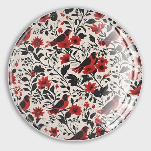 Kühlschrankmagnete aus Glas, klein, rund, Motiv: Pferd und Blumen, Korallenblau und Rosa, Chinoiserie, asiatische Mehrzweck-Magnete für Kühlschrank, Spind, Whiteboard, Werbetafel, Küche, Büro, Schule