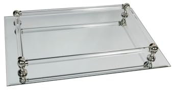 formano Spiegeltablett rechteckig mit edler Umrahmung, Länge ca. 37 cm, Breite ca. 25 cm, Silber/transparent