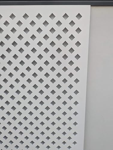 Wooden mesh laser cut in 3mm thick mdf decorative panel for radiator covers, partition walls and home made cabinets (various sizes) Diamond pattern (D7). Made in the UK (Primed white, 1200mm x 300mm)
