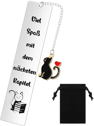 Nezyo Metall Lesezeichen mit Katzen für Buchliebhaber Geschenk für Studenten Lehrer Seitenmarkierung für Leseliebhaber Inspirierendes Lesezeichen mit Gravur(Viel Spaß mit dem nächsten Kapitel)