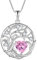 FJ Tree of Life Necklaces for Women 925 Sterling Silver Family Tree Pendant Pink Tourmaline Necklace October Birthstone Jewellery Birthday Gifts for Her