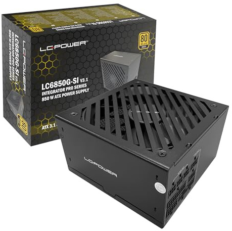 LC-POWER Integrator Pro Serie 850W ATX V3.1 Alimentatore con Certificazione 80 PLUS GOLD (LC6850G-SI V3.1)