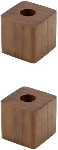 Holz Einzel Stifthalter, 2-tlg Stift Ständer Kubischer Stiftehalter für Zuhause & Büro Schreibtisch (Walnussholz groß)