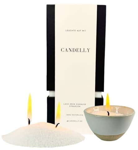 Kerzensand mit Docht - 500g Box inkl. 30 Dochte – Hochwertiger Kerzensand aus Palmenwachs – Paraffinfrei – DIY-Kerzen-Set – Kerzenwachsgranulat – Kerzen selbst gestalten – 100% Natürlich