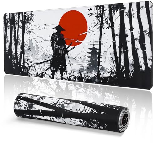 EFISH Alfombrilla de ratón para Juegos Japonesa XXL de 800 x 300 mm, Grande, con Bordes cosidos, Impermeable, Antideslizante, para PC, MacBook y portátil. Mejora la precisión y la Velocidad. (B18)