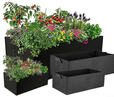 Rechteckige Pflanztasche für den Garten, 4 Stück, Filz-Pflanzbeutel, quadratischer Pflanzbehälter, Stofftöpfe, für Gemüse, Kartoffeln, Tomaten (40 x 30 x 20)