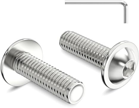 20 Stück M6 x 20 mm Linsenkopfschrauben mit Flansch Innensechskant Antrieb Edelstahl A2 V2A Schrauben Vollgewinde mit Innensechskantschlussel