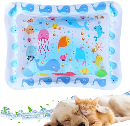 Dtaigou Haustier Wasserkissen,Faltbares Wasserkissen Für Katzen | Stabiles Haustier Zubehör Aufblasbare Krabbeldecke Für Wohnzimmer Schlafzimmer Outdoor Indoor Reise Familie Alle Altersklassen