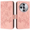 Étui à Rabat pour Smartphone Compatible avec la Coque Oppo Find X7, étui Portefeuille Fin en Cuir PU à Rabat, étui de Protection Antichoc avec Porte-Cartes + dragonne(Pembe)