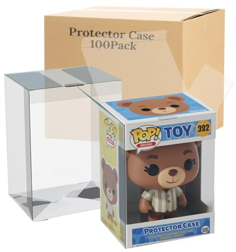 100 Pack Clear Protectors Case Compatible with Funko Pop Protector Case for 4 Inch Figures Collectibles Heavy Duty Crystal Plastic Protector Cases with Protective Film Locking Tabs Auto-Lock Bottom
