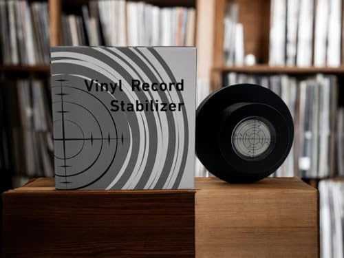 DISCOFILM Vinyl-Stabilisator mit integrierter Wasserwaage – Plattengewicht für Schallplatten – verbessert Klangqualität & reduziert Vibrationen – Aluminium, 305g