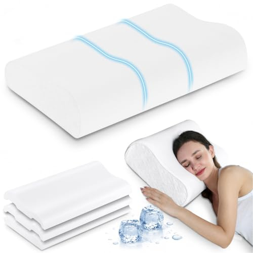 Elviros Memory Foam Cervical Pillow, Neck Support, 4 Adjustable Heights