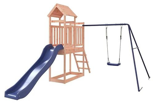 Spielturm aus Massivholz Douglasie - Langlebiges Outdoor Spielzeug für Kinder | Robuster Kletterturm mit Rutsche für Garten und Hinterhof | Naturbelassen und Sicher