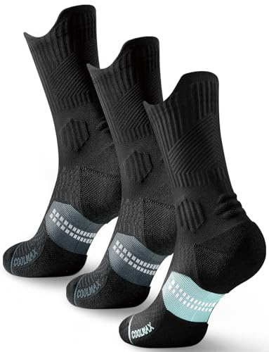 Juclise Bambus Kompression Laufsocken Damen Wandersocken | Atmungsaktives Anti-Blasen Sportsocken COOLMAX leitet Feuchtigkeit ab, verhindert Blasen, trockenes Fußklima