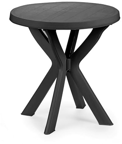 Spetebo Kunststoff Gartentisch rund - 70 cm - Campingtisch im klassischen Design - Balkontisch Terrassentisch Oudoor Garten Tisch für den Außenbereich (anthrazit)