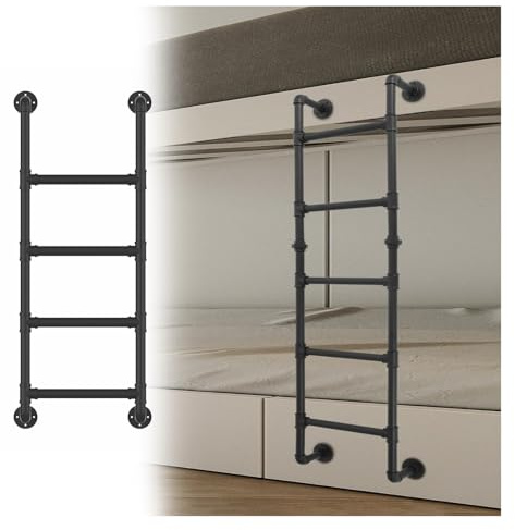 Scala a soppalco montata a parete, in ferro battuto, per interni ed esterni, adatta per tetto, garage e cantina (bianco, 125 cm)