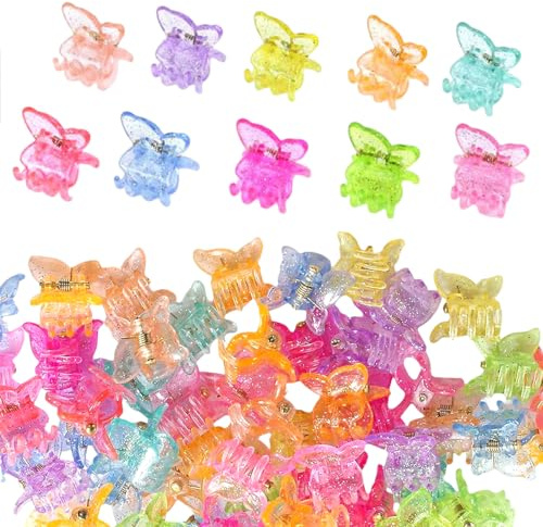 LAKPYN 50 Pezzi Fermaglio per capelli a farfalla, piccolo, mini fermagli per capelli a forma di farfalla, per bambini e donne