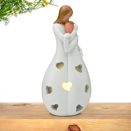 Mother Daughter Candle Holder Statue Candle Holder | Decorative Candle Holder Resin Figurine with Flickering LED Candle,Table Ornament for Home Decoration
