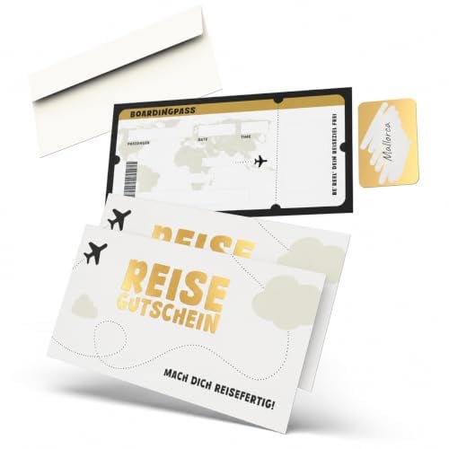 Falkenhorn® - Reisegutschein Rubbelkarte – Flugticket im Boarding-Pass-Design – Zum Ausfüllen mit Rubbelsticker – Geschenk für Urlaub, Erlebnisreise & Kurztrip – inkl. Umschlag - Made in Germany - 2er