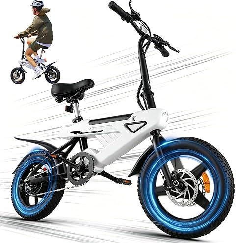 Tigoten AVDL Bici Elettrica Pieghevole per Adulti, Batteria Rimovibile 36V 6,4Ah, Pneumatici 14 x 2,13, Doppi Freni a Disco e Sospensione Completa, per Pendolari Urbani, Uomo e Donna