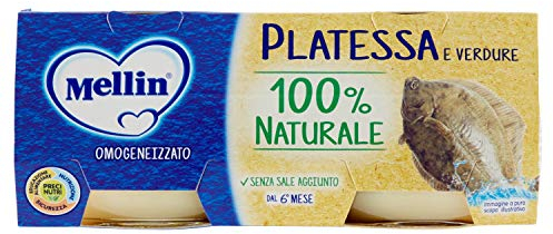 Mellin Omogeneizzato Di Platessa E Verdure 100% Naturale, 80 g, Confezione da 24