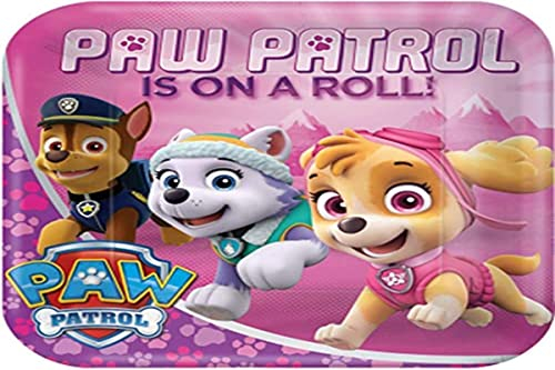 amscan- 8 Platos de Papel de la Patrulla Canina, Color Rosa, Multicolor, Talla única (551665-55)