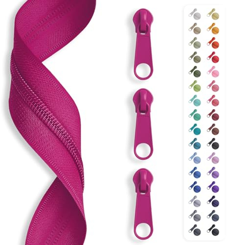 5m Reißverschluss endlos, Spirale 5mm + 10 Schieber/Zipper 27 Farben, Meterware (Lila)