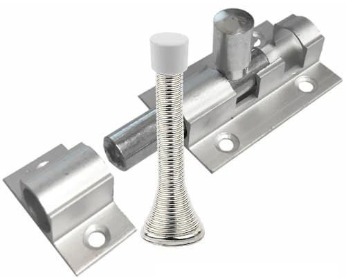 Dzina Barrel Bolt Straight 38mm x 25mm (1.5 Inch x 1 Inch) Satin Anodised Aluminium with Doorstop Pack of 1