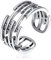 ChicSilver Breit Hip Pop Ringe Offener Ring 925 Sterling Silber Ring Linien Versetzter Ausschnitt Verstellbare Ring