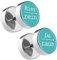 Piersando Damen Herren Ohrstecker mit runder Platte Doppel Kreis Ohrringe Fake Ohr Motiv Plug Piercing Spruch Hier rein Da Raus Türkis 10mm