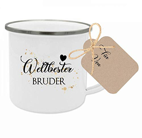 Tasse mit Spruch “Weltbester Bruder” I Das perfekte Geschenk für den Bruder I Geschenkidee zum Geburtstag, als Dankeschön und zu Weihnachten I mit Geschenkanhänger