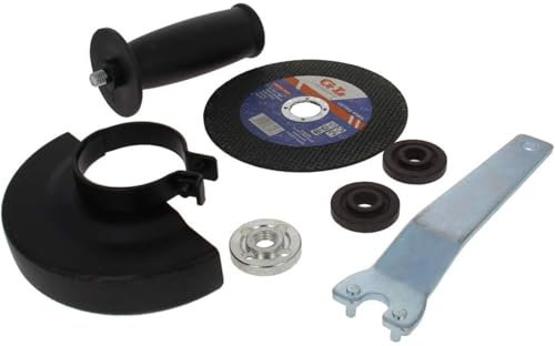 Utoolmart Angler Grinder Parts Black Metal Guard Protector Cover Thick Angle Wrench Grinder Flange Lock Nut Angle Grinder Handle Sanding Disc Set for Electric Angle Grinder