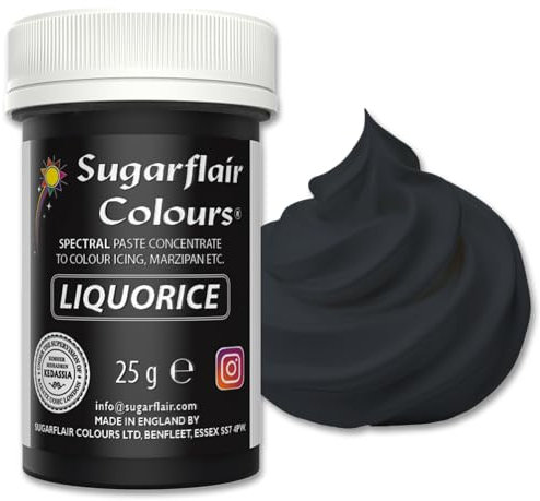 Sugarflair Food Colouring Paste Liquorice Black, Concentrated Spectral Food Colouring for Buttercream, Sugar Paste, Royal Icing, Cake Mixes, Macarons and More! - 25g