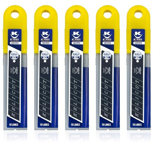 Lot de 50 Lames 18mm BLACK BLADE SK2 - Durée de vie 3 fois supérieure, Gravure Laser. (18mm)