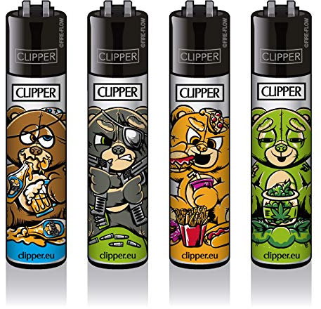 Sunmondo Clipper® Feuerzeuge - Bad Teddies- 4er Set