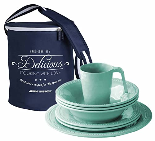 Marine Business Geschirr Set Harmony Acqua, 24 teilig, Plus Tragetasche von