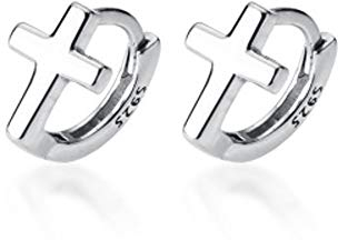 925 Sterling Silber Kreuz Creolen für Damen Mädchen Kleine Ohrringe Huggie Creolen Knorpelohrringe Tragus Piercing Ohrschmuck