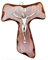 Kruzifix Tau aus Holz - Wandmontage - Christus aus Silber - Hergestellt in Umbria Italy - (23 x 18,5)