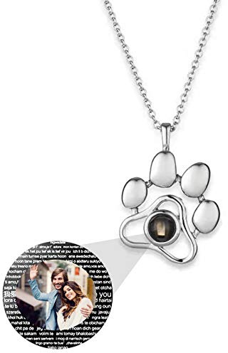 Ich liebe dich Versprechen Halskette 100 Sprachen Halskette 925 Halskette Personalisierte Projektion Halskette Frauen mit Bild Weihnachten Geburtstagsgeschenk für Frauen(Silber Vollfarbe 18)