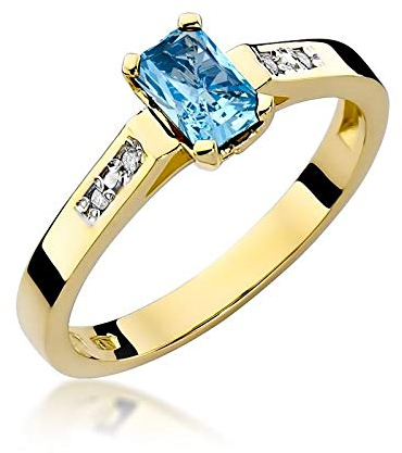 Damen Ring 585 14k Gold Gelbgold echt Topas Edelstein Diamanten Brillanten