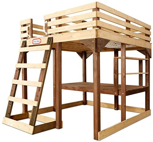 Little Tikes 4-in-1 Hochbett für Kinder - Hochbett mit Leiter, Netz, Regalen, Podest und mehr - zum Schlafen und Spielen - lustiger und moderner Look - für Kinder ab 6 Jahren