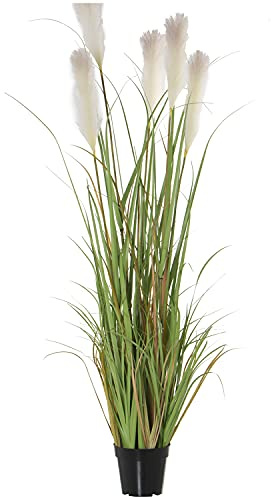 DRW Set de 2 Plantes Hautes de Pompes en PVC en Vert et Blanc 152 cm