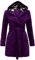Yming Damen Winter Warmer Kapuzenjacke Zweireiher jacke Mit Gürtel Langarm Mantel Lässige Schlanke Wickeljacke Oberbekleidung Violett M