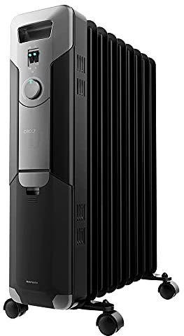 Cecotec Radiador Eléctrico de Aceite ReadyWarm 9000 Space Black. 9 Módulos, Bajo Consumo, 2000 W, 3 Niveles, Recogecables, Sistema de Seguridad, Ruedas, 20 m2