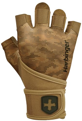 Harbinger Pro Wristwrap 2.0 Gewichtheberhandschuhe – Echtes Leder, integrierte Handgelenkstützen, 4-Wege-Stretch, perforiertes Design – Maximaler Halt – Unisex, Beige, X-Large
