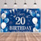 20.Geburtstag Banner Blau,BTZO 20.Geburtstag Frauen,Deko 20 Geburtstag Mädchen,20 Geburtstag Hintergrund Banner für 20 Party Geburtstagsdeko