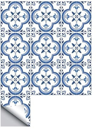 Funlife selbstklebende Fliesenaufkleber Wandsticker für Küche, Badezimmer,Rückenwand, PVC, mit Schutzschicht, kratzfest, wasserdicht, Fliesenfolie, 20x20 cm, 10 Stück, Portugal