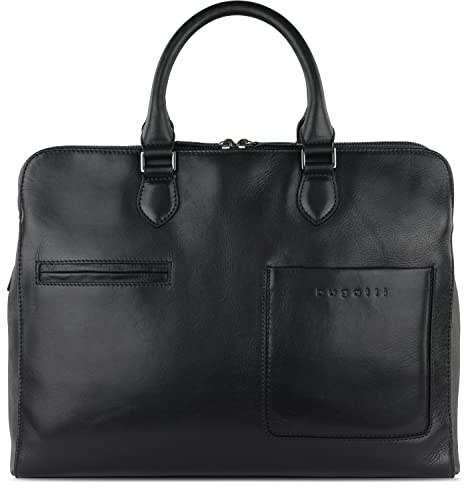 bugatti Firenze große Aktentasche mit 15 Laptopfach, Arbeitstasche aus Leder, schwarz
