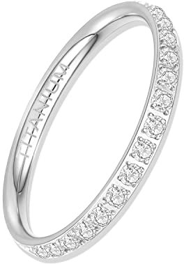YEBOCIYO Ewigkeitsringe Damen Silber Eternity Ring 2mm Titan Verlobungsringe Eheringe Trauringe Memoirering Jubiläum Aussage Stapelring für Herren Mädchen Mit Voller Zirkonia 7